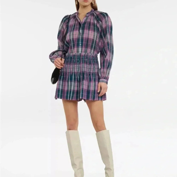 Isabel Marant Etoile Women's Bayowel Check Print Cotton Smocked Mini Shorts - Picture 1 of 7